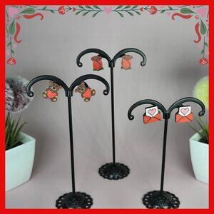 Love Earrings Set‎ - Teddy Bear, Rose, & Envelope Designs (NWOT)